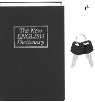 كتاب آمن ومحمول، صندوق تخزين آمن لكتاب محاكاة صغير، صندوق تخزين آمن للمجوهرات والنقود النقدية مع مفاتيح على شكل قاموس إنجليزي مع مفتاحين - EG