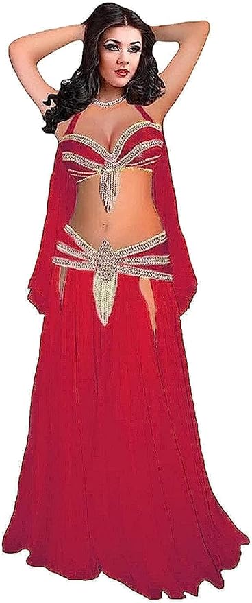 بدلة رقص شرقي مصرية يدوية الصنع - مكونة 3 قطع -EG